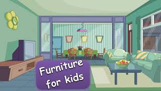 Learn furniture-  Parts of the House - English educational video