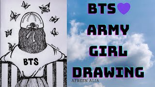 BTS💜Army Girl Drawing / BTS Girl Drawing Step by step / BTS Girl Drawing Kaise Banae #afreenalia#bts