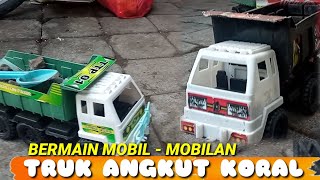 TRUK TRONTON ANGKUT PASIR - Bermain Mobil - Mobilan - Truk Dump Mengangkut Pasir & Koral
