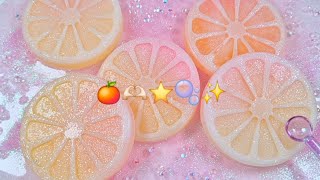 🍊 Sparkling Orange Citrus Slime ASMR | 스파클링 오렌지 시트러스 왁스 슬라임 ASMR 🍊✨️ #slimeasmr #crunchyslime