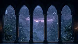 Hogwarts Winter Storm Ambience ❄️ Snow & Wind Through a Castle Window | Sleep Aid