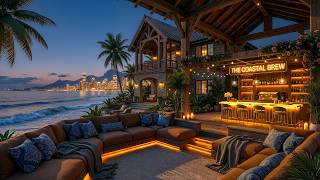 Gentle Jazz by the Seaside Bar — Smooth Jazz with Warm Lights and Ocean Waves for Work