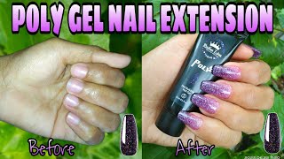 FIRST TRY OF POLY GEL NAIL EXTENSION AMAZING RESULT 😱🥰 #polygel #nailextension
