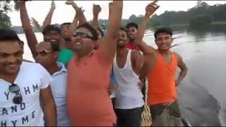 Friends circle perform at boat...