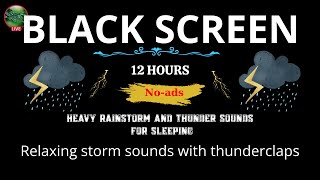 Soothing Rain and Thunder Sounds for Sleeping - Black Screen | Night Relaxation with Lightning Calm