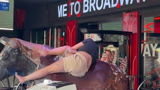 She was trying to stick but not strong enough #rodeo #highlights #bullriding #benidorm #viralvideo
