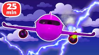 The plane caught fire during flight due to a lightning strike! The emergency vehicles ready to go.