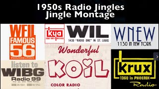 Late 1950s Radio Jingles Montage - KBOX WIL WNEW KYA WXYZ KYW WIBG WFIL WFUN WMGM WCAO KNUZ KRUX
