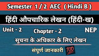 Hindi Formal Writing Unit 2 Chapter 2 Writing for Right to Information