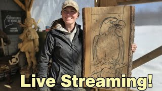 Chainsaw Carving a Bald Eagle Live! (pt. 2)
