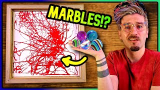 THIS PAINTING PROCESS WAS SO MUCH FUN! | Abstract Painting With Marbles & Ink