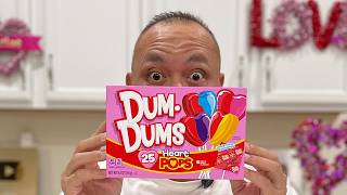 👂ASMR DUM DUMS VALENTINE HEART POPS LOLLIPOP CANDY (4 FLAVORS) EATING SOUNDS👂FULL VIDEO👂