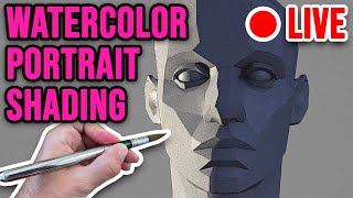 Watercolor Portrait Shading - LIVE 🎨🔴