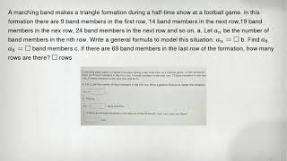 A marching band makes a triangle formation during a half-time show at a football game. in this forma