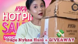 NYKAA HOT PINK SALE HUGE HAUL + GIVEAWAY|Makeup, Skincare, Haircare, Fragrance 