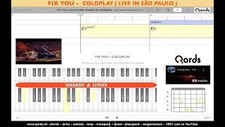 COLDPLAY - FIX YOU; Chords - Lyrics, #originalkey #playalongvideo #qords_app #philinstrumental