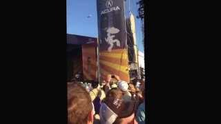 Trombone Shorty playing jazzfest in New Orleans 2014.. Literally held the note for almost 3 mins