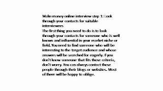 Make money online: interviews
