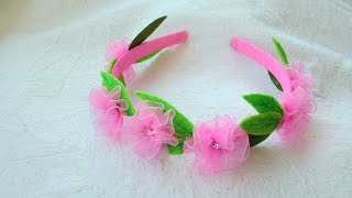 How to decorate a headband with fabric flowers - #95