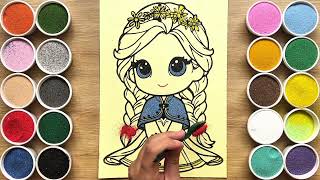 Elsa princess sandpainting/learn colors/princess
