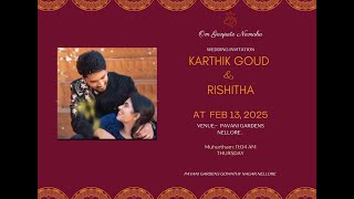 KARTHIK GOUD  &  RISHITHA  WEDDING  LIVE  START
