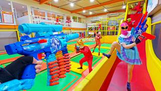 Nerf War | Amusement Park Battle 140 Nerf First Person Shooter
