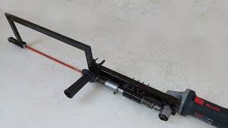 DIY :Angle grinder hack ; Reciprocating saw (Bow Saw) powered by angle grinder.  Fast and Strong.