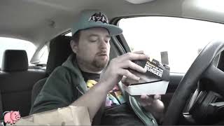 RedLetterMedia Star Rich Evans eats a cheeseburger from Hardy's