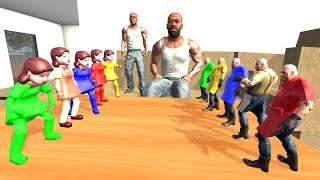 Tiny Colorfull Mr Meat vs Squid Game Dolls & Franklin In Indian Bike Driving 3d
