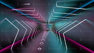 Concrete industrial room with neon laps rotating. Music fest neon lights concrete background. Neon