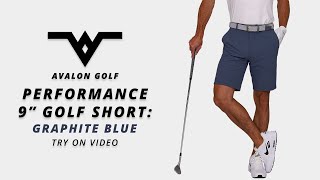 Mens Golf Shorts Try on Video: Graphite Blue