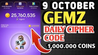 GEMZ DAILY CIPHER CODE TODAY 9 OCTOBER 2024 | GEMZ DAILY CODE TODAY | GEMZ COIN DAILY CODE