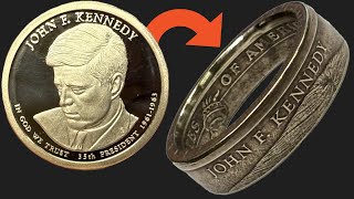 $1 JFK Coin Ring - John F Kennedy presidential dollar ￼