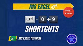 MS Excel Ctrl + 0 to Ctrl + 9 Shortcuts Explanation in Telugu with Examples | Tech Talks With Raju