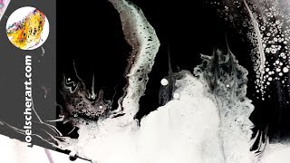 💦Acrylic Pour Painting - Black and White Swipe Pour - Live Demo