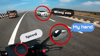 CAR Wrong side on Bengaluru Chennai express highway road 🤬 || Bike damaged on delivery 🚚🤬