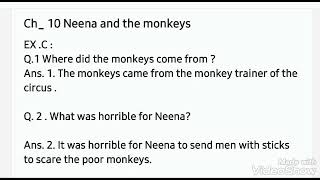 Class 3 : English Chapter 10 : Neena and the Monkeys Solution.